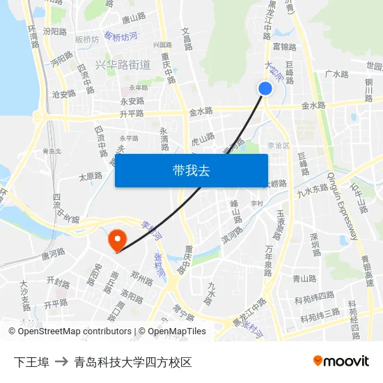 下王埠 to 青岛科技大学四方校区 map