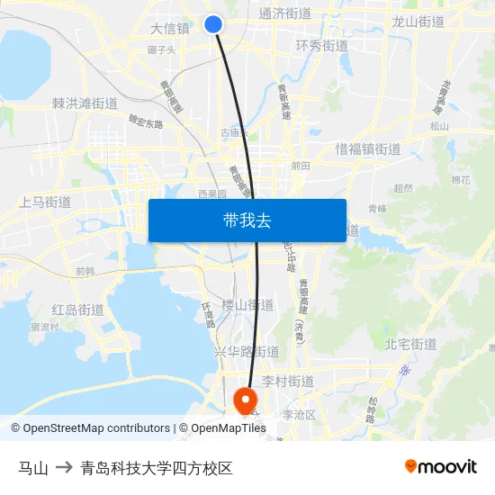 马山 to 青岛科技大学四方校区 map