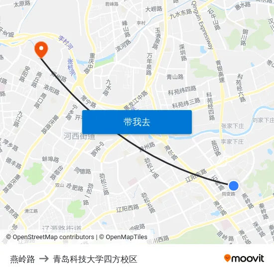 燕岭路 to 青岛科技大学四方校区 map