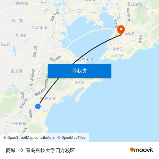 商城 to 青岛科技大学四方校区 map
