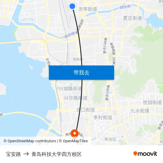 宝安路 to 青岛科技大学四方校区 map