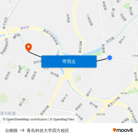 台柳路 to 青岛科技大学四方校区 map