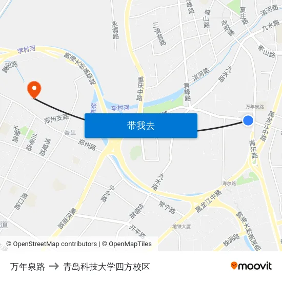 万年泉路 to 青岛科技大学四方校区 map
