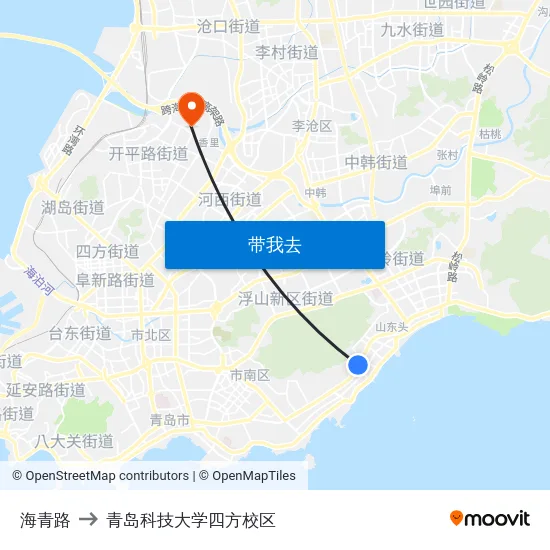 海青路 to 青岛科技大学四方校区 map