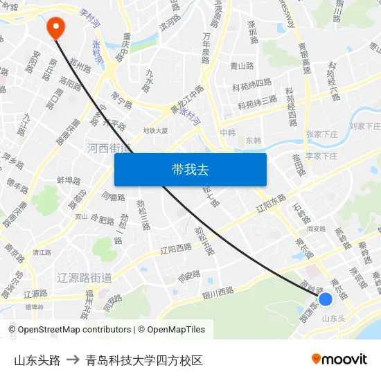 山东头路 to 青岛科技大学四方校区 map