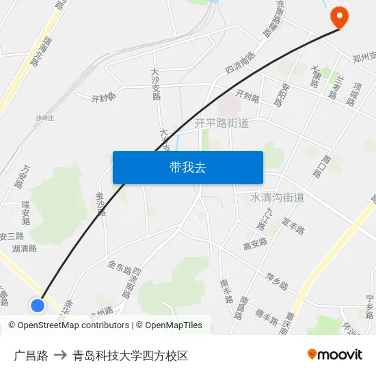 广昌路 to 青岛科技大学四方校区 map