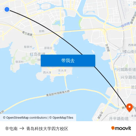 辛屯南 to 青岛科技大学四方校区 map