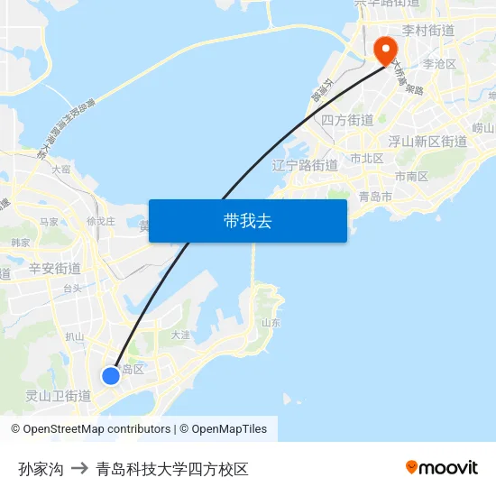 孙家沟 to 青岛科技大学四方校区 map