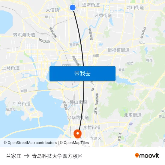 兰家庄 to 青岛科技大学四方校区 map
