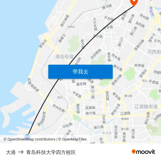 大港 to 青岛科技大学四方校区 map