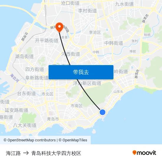 海江路 to 青岛科技大学四方校区 map