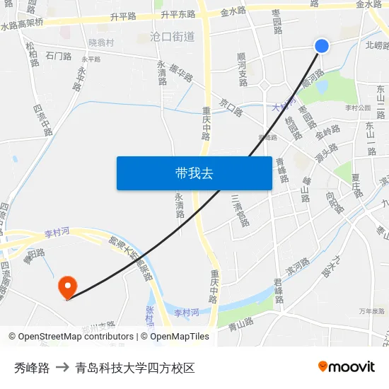 秀峰路 to 青岛科技大学四方校区 map