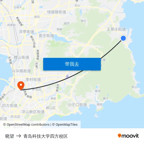 晓望 to 青岛科技大学四方校区 map