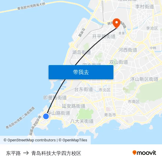 东平路 to 青岛科技大学四方校区 map