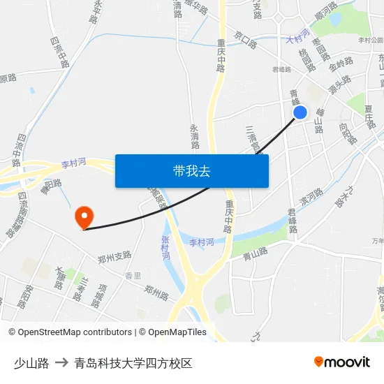 少山路 to 青岛科技大学四方校区 map