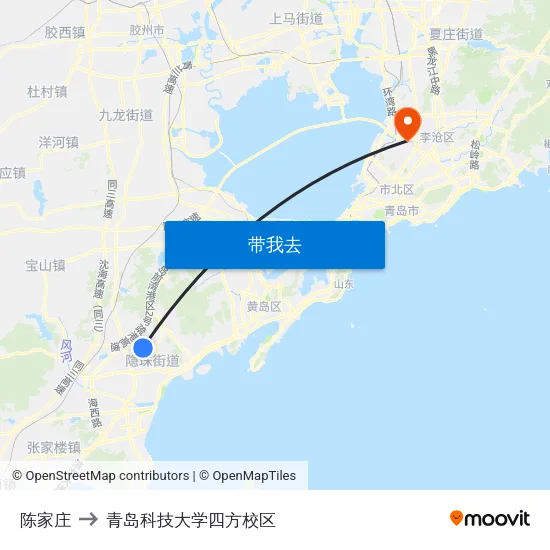 陈家庄 to 青岛科技大学四方校区 map