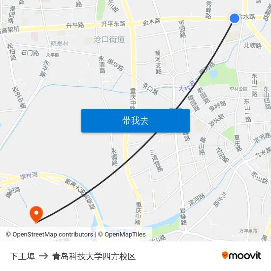 下王埠 to 青岛科技大学四方校区 map