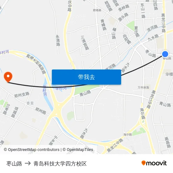 枣山路 to 青岛科技大学四方校区 map