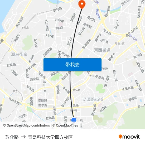 敦化路 to 青岛科技大学四方校区 map
