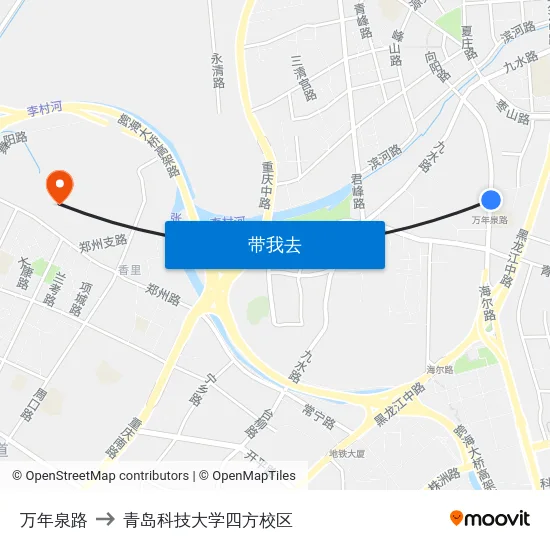 万年泉路 to 青岛科技大学四方校区 map