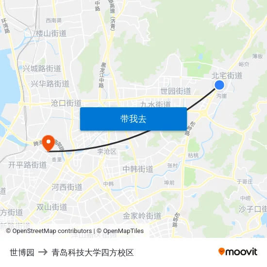 世博园 to 青岛科技大学四方校区 map