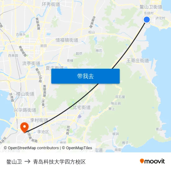 鳌山卫 to 青岛科技大学四方校区 map