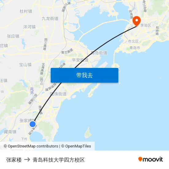张家楼 to 青岛科技大学四方校区 map