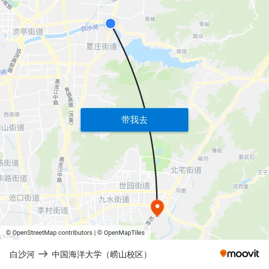 白沙河 to 中国海洋大学（崂山校区） map