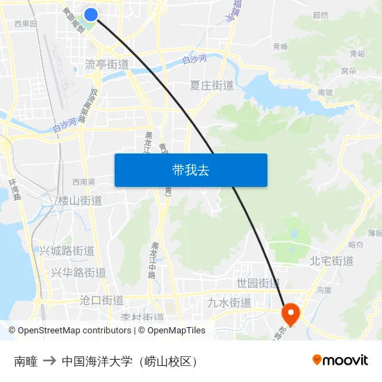 南疃 to 中国海洋大学（崂山校区） map