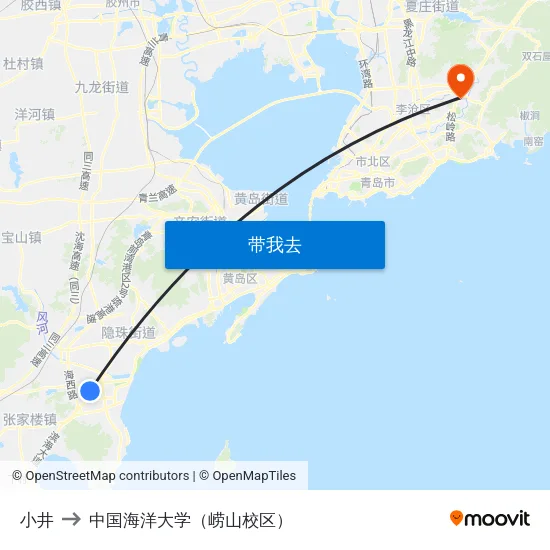 小井 to 中国海洋大学（崂山校区） map