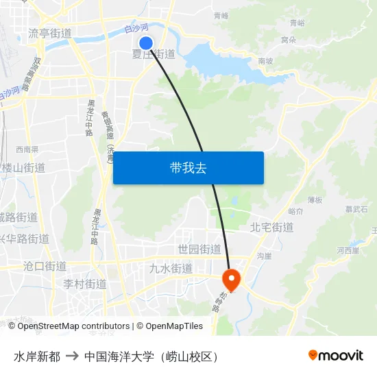 水岸新都 to 中国海洋大学（崂山校区） map