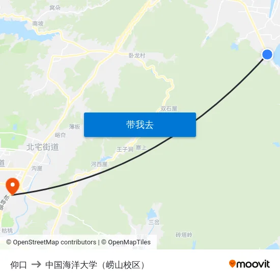 仰口 to 中国海洋大学（崂山校区） map