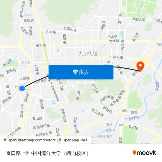 京口路 to 中国海洋大学（崂山校区） map