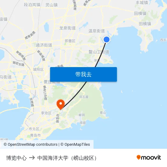博览中心 to 中国海洋大学（崂山校区） map