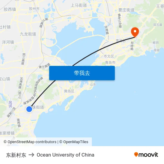 东新村东 to Ocean University of China map