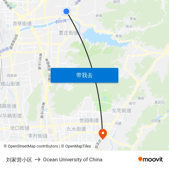 刘家营小区 to Ocean University of China map