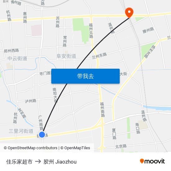 佳乐家超市 to 胶州 Jiaozhou map