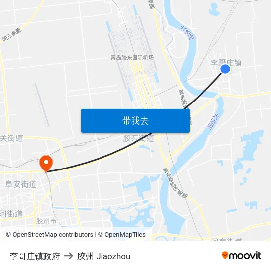 李哥庄镇政府 to 胶州 Jiaozhou map