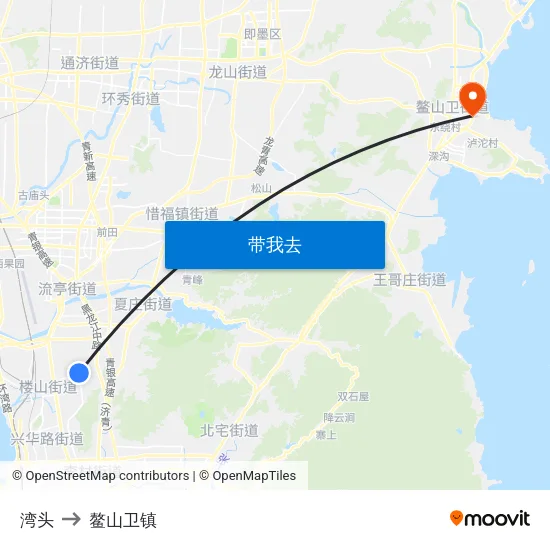 湾头 to 鳌山卫镇 map