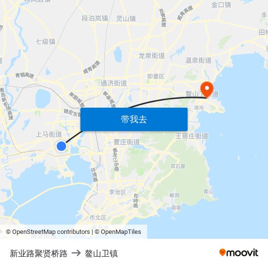 新业路聚贤桥路 to 鳌山卫镇 map