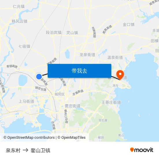 泉东村 to 鳌山卫镇 map