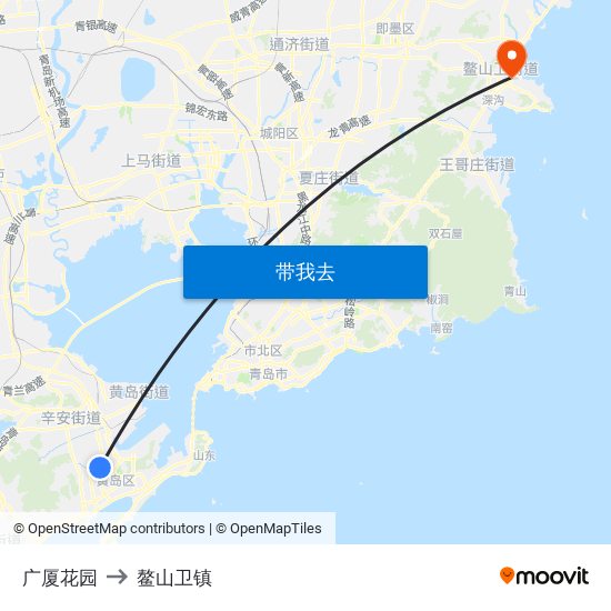 广厦花园 to 鳌山卫镇 map