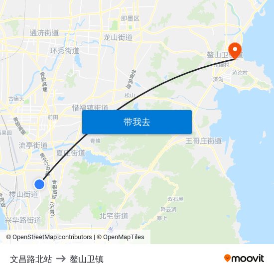 文昌路北站 to 鳌山卫镇 map