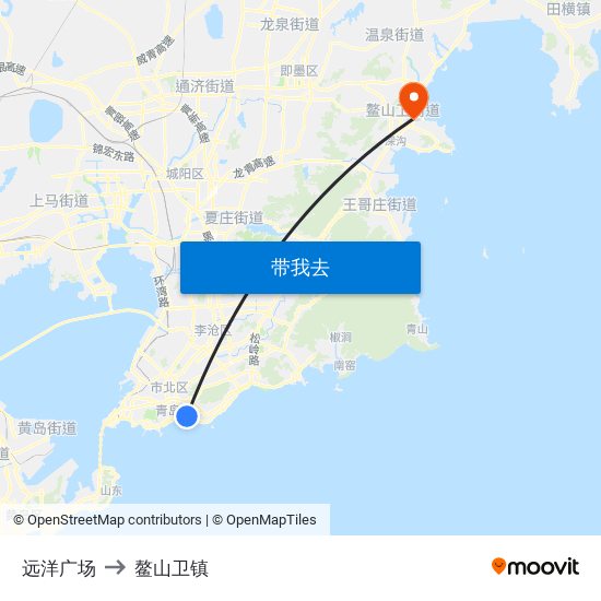 远洋广场 to 鳌山卫镇 map