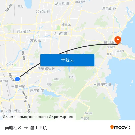 南疃社区 to 鳌山卫镇 map