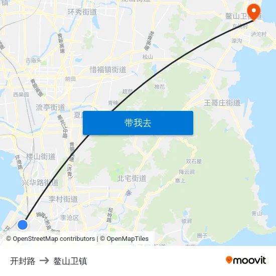 开封路 to 鳌山卫镇 map