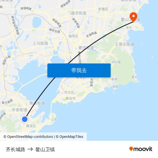 齐长城路 to 鳌山卫镇 map