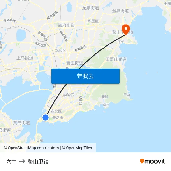 六中 to 鳌山卫镇 map