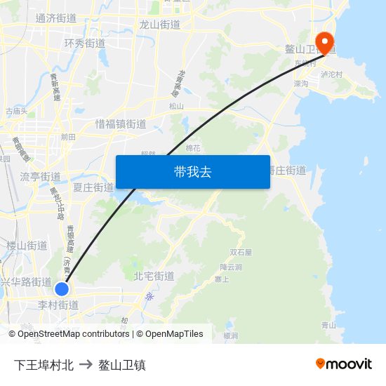 下王埠村北 to 鳌山卫镇 map