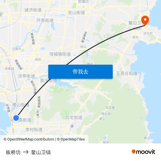 板桥坊 to 鳌山卫镇 map